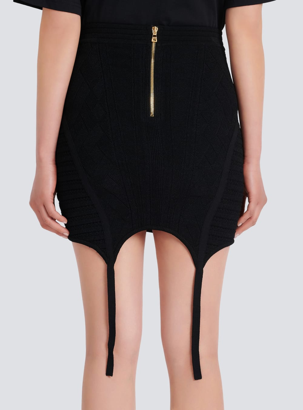 Women's Balmain Short Knit With Garter Skirts Black | USA OgP54IWF