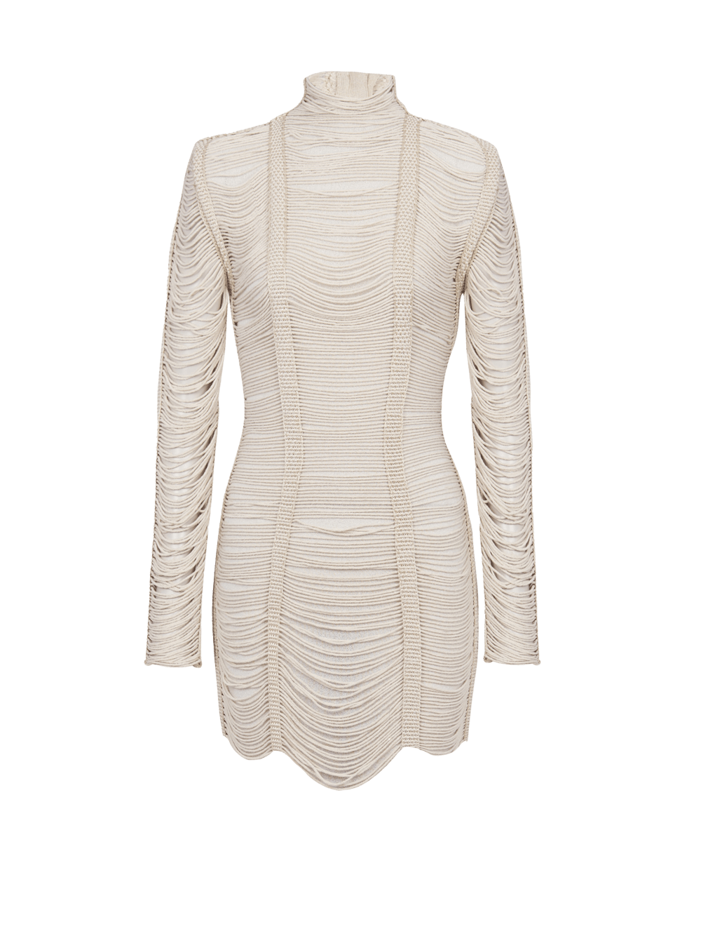 Women\'s Balmain Short Openwork Macramé Dress Beige | USA DIWTNfTu