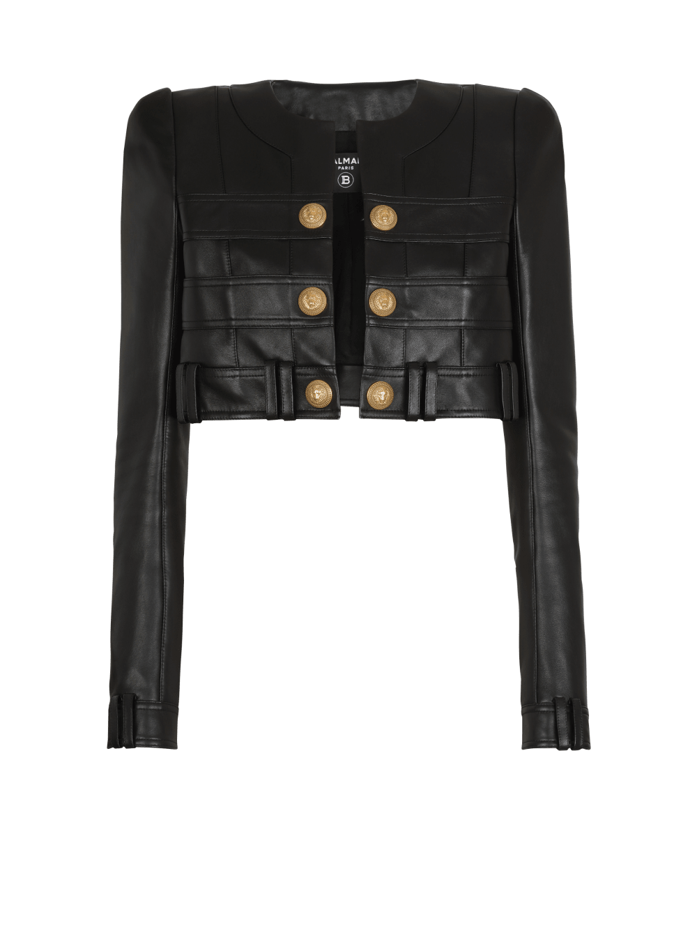 Women\'s Balmain Short Soft Leather Jackets Black | USA BrzegTfX