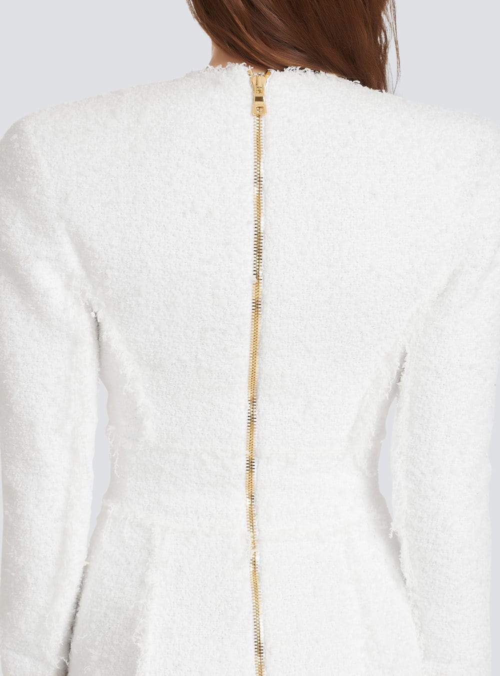 Women's Balmain Short Tweed With Gold-tone Buttons Dress White | USA 57e1jSU3