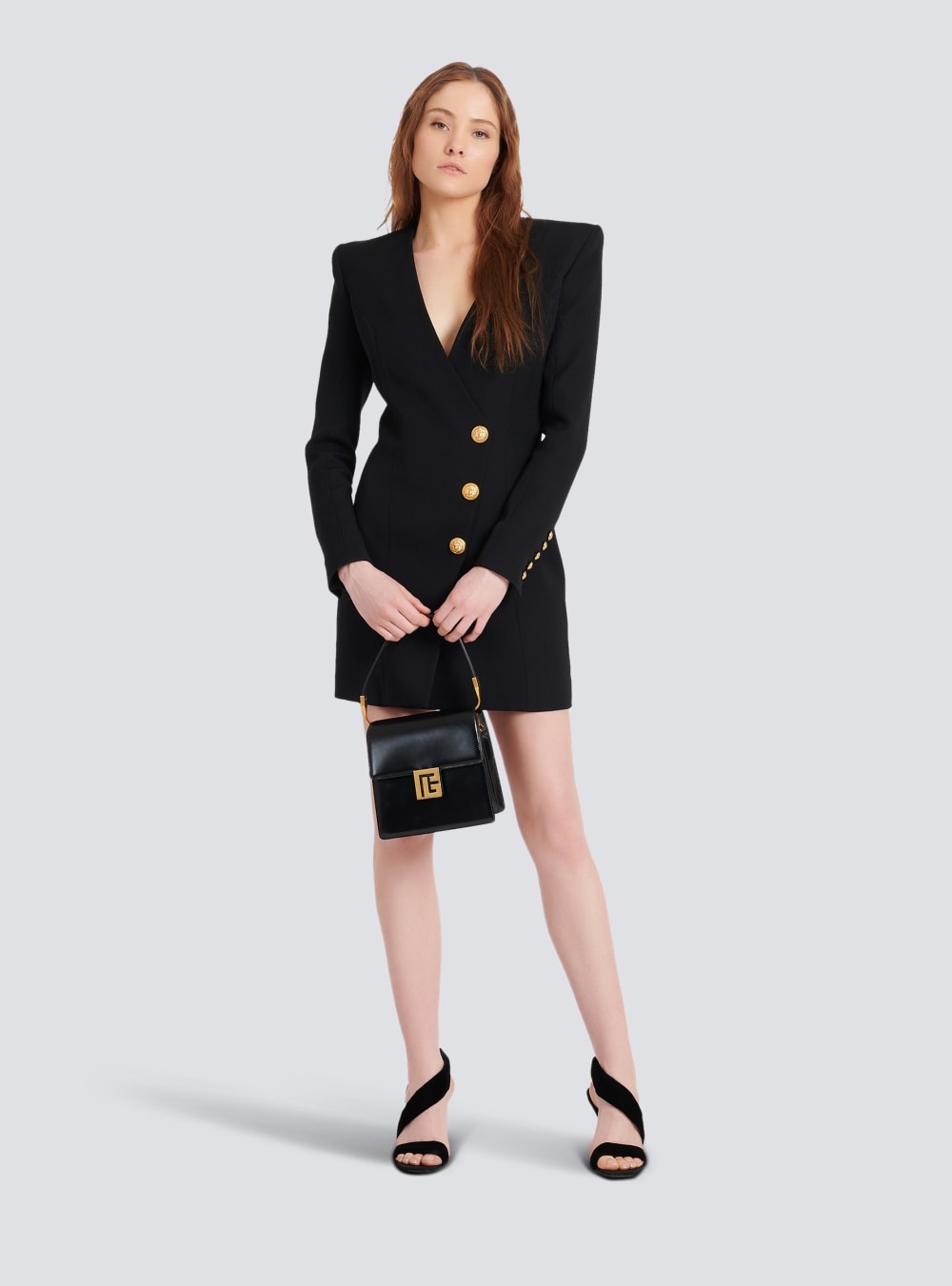 Women's Balmain Short Wool Dress Black | USA syzcjEpJ