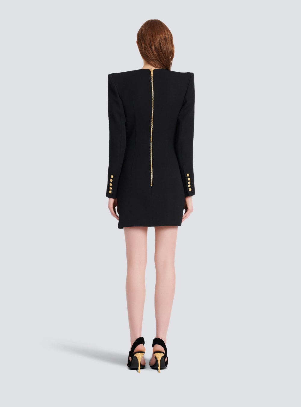 Women's Balmain Short Wool Dress Black | USA syzcjEpJ