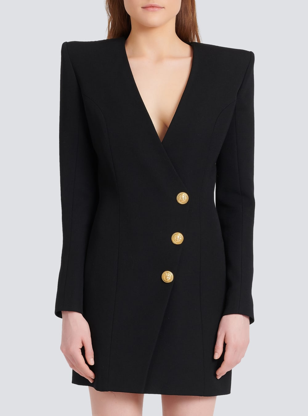 Women's Balmain Short Wool Dress Black | USA syzcjEpJ