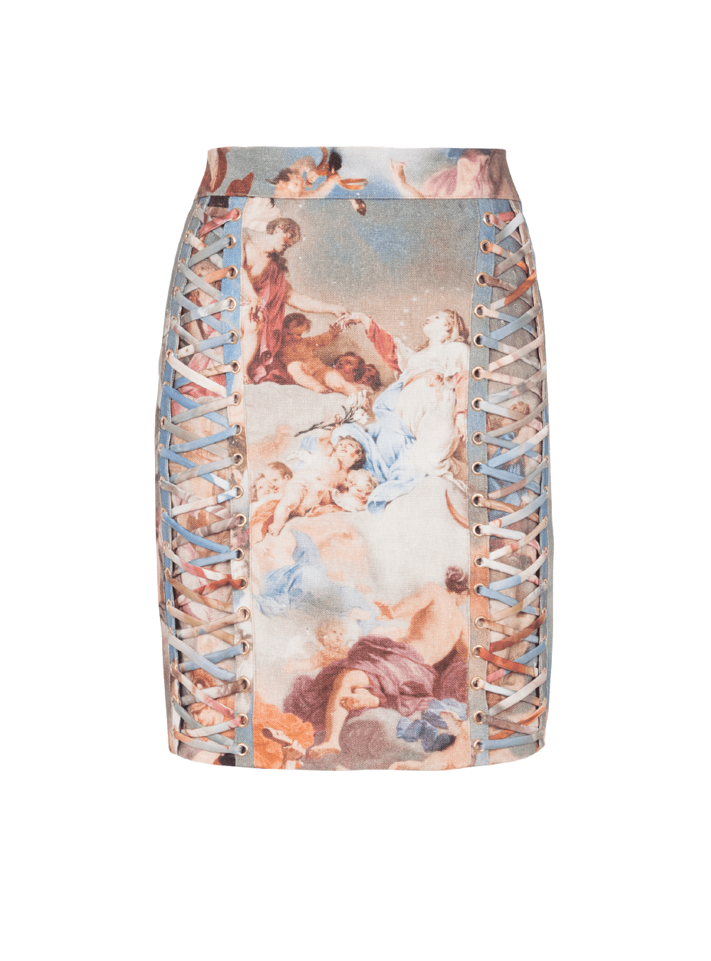 Women\'s Balmain Sky Printed Canvas Lace-up Skirts Multicolor | USA lTmVTsYs