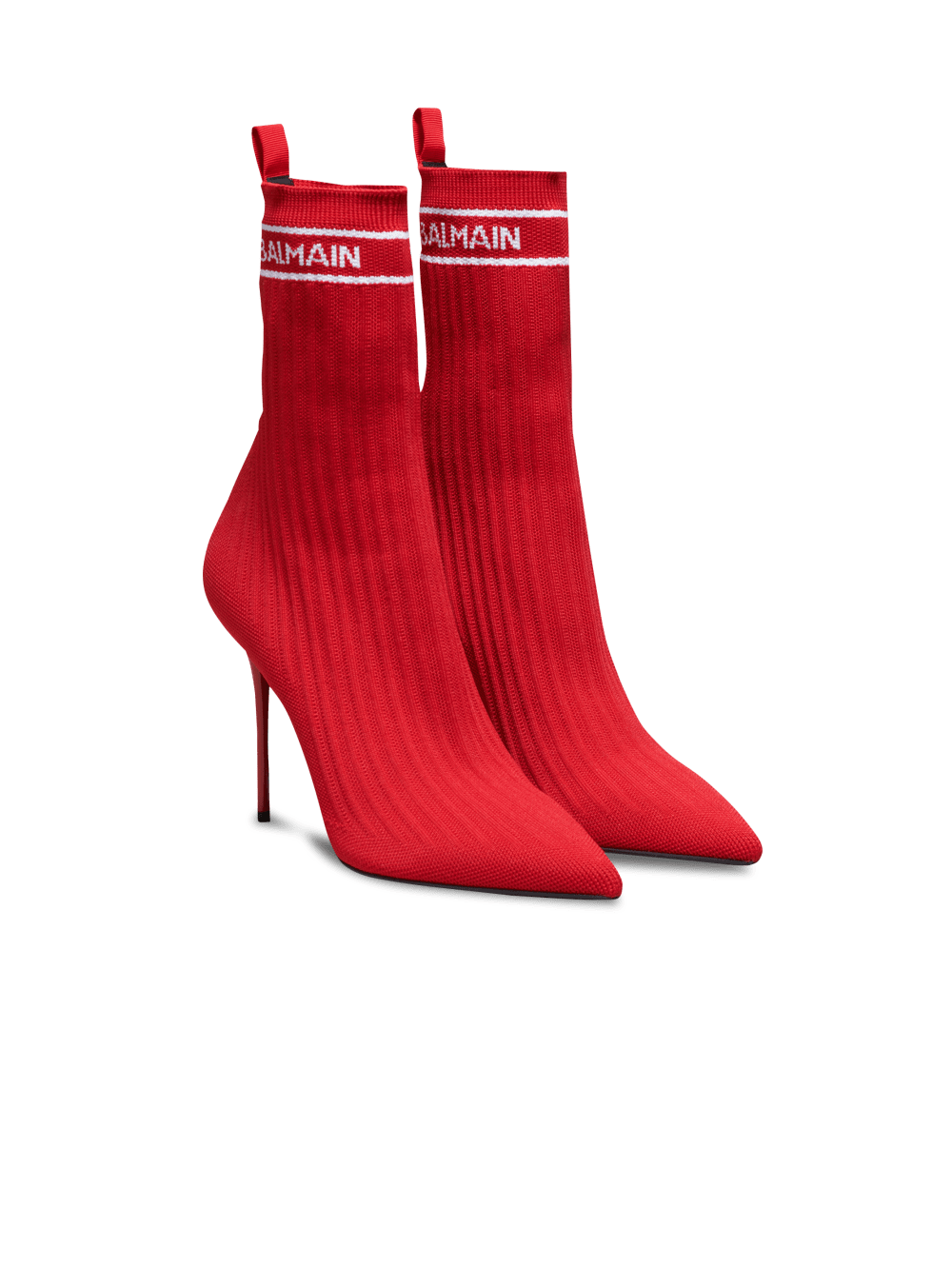 Women's Balmain Skye Stretch Knit Ankle Boots Red | USA B5asGzTK