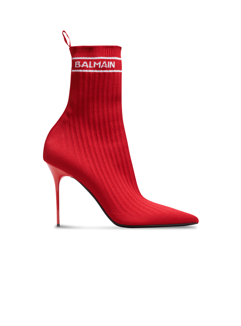 Women\'s Balmain Skye Stretch Knit Ankle Boots Red | USA B5asGzTK