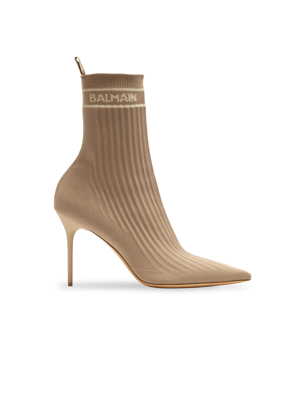 Women\'s Balmain Skye Stretch Knit Ankle Boots Beige | USA nfiwxFRk