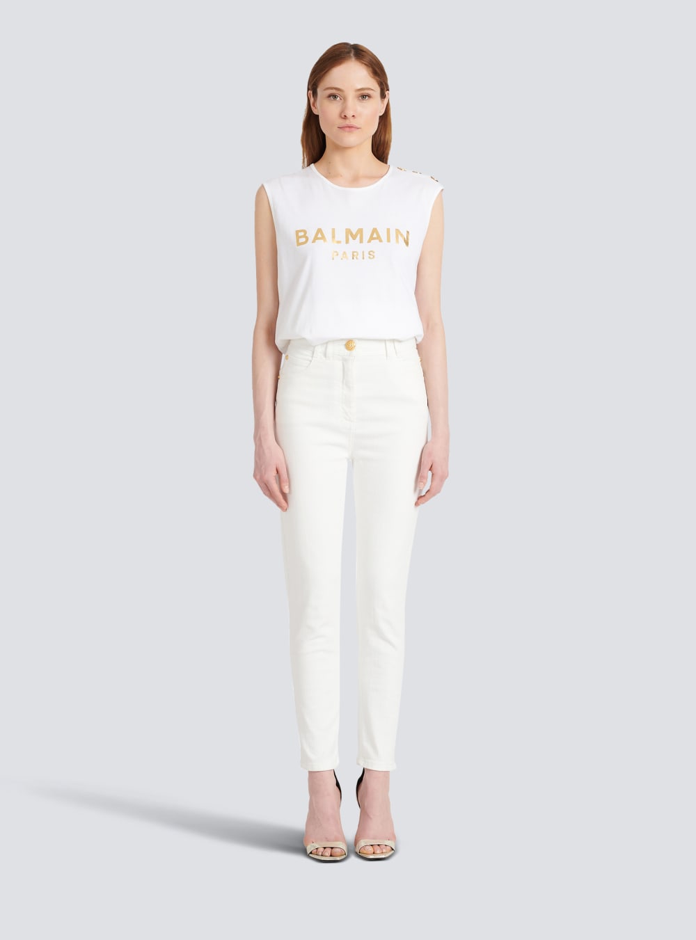 Women's Balmain Slim Fit Jeans White | USA ss7X8b0T