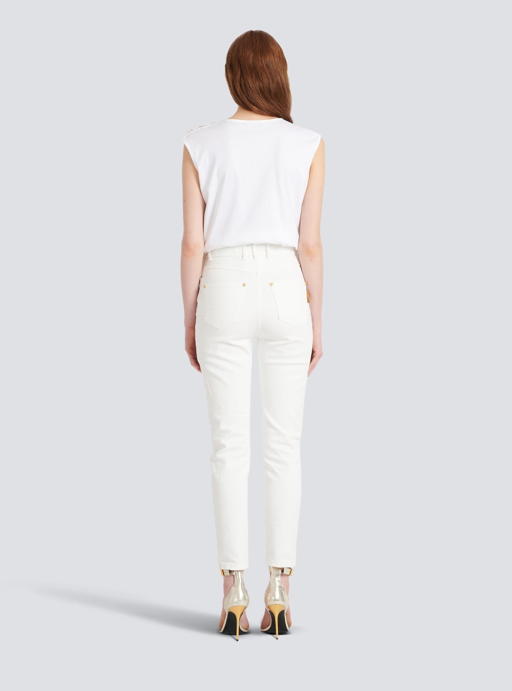 Women's Balmain Slim Fit Jeans White | USA ss7X8b0T