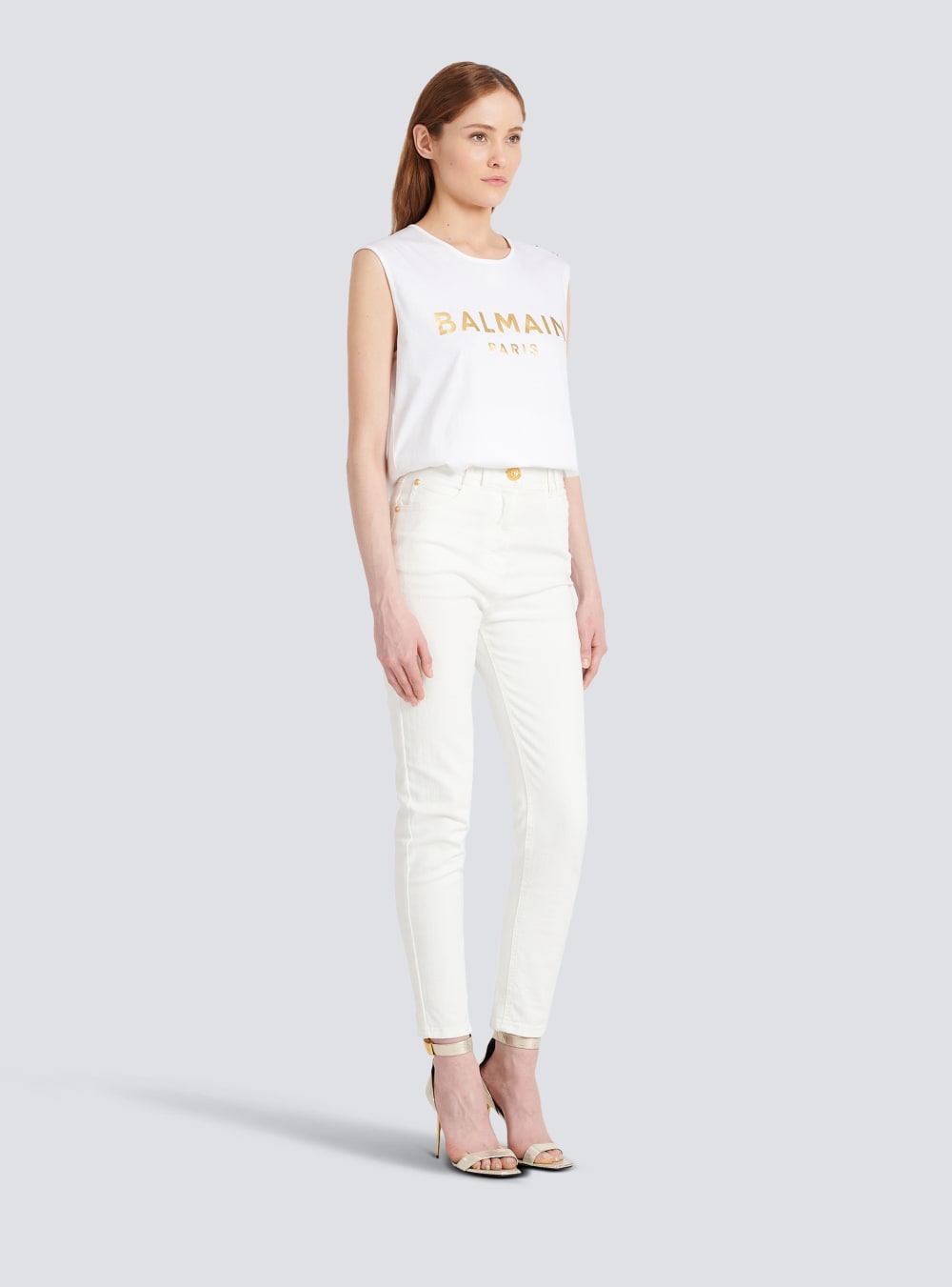 Women's Balmain Slim Fit Jeans White | USA ss7X8b0T