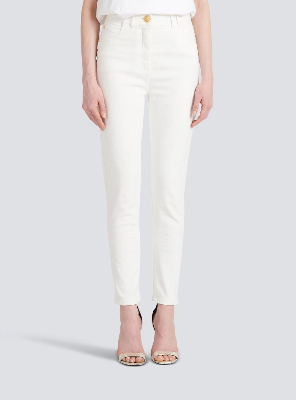 Women's Balmain Slim Fit Jeans White | USA ss7X8b0T