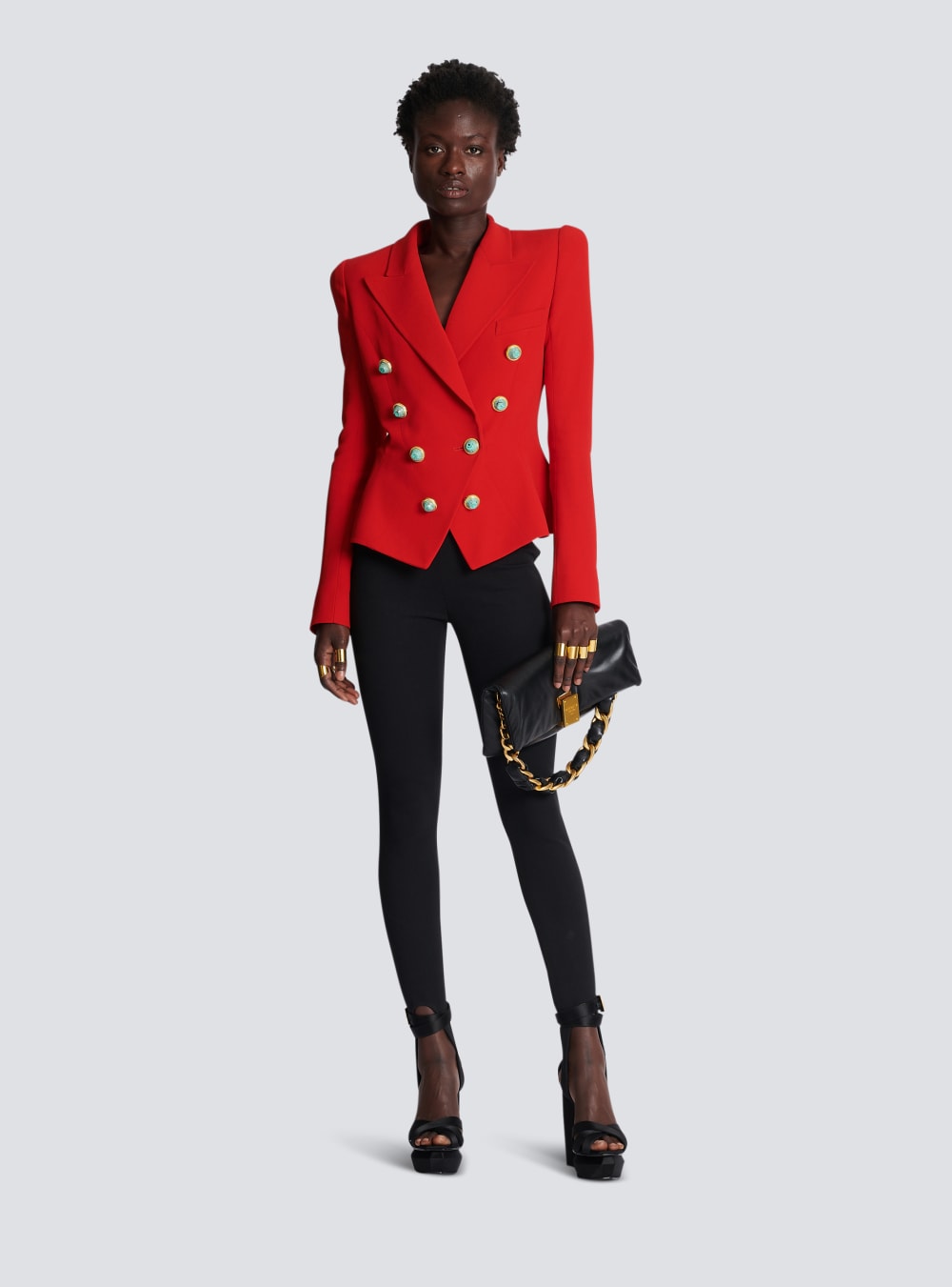 Women's Balmain Slim-fit Crepe Jackets Red | USA QJKhGeOy