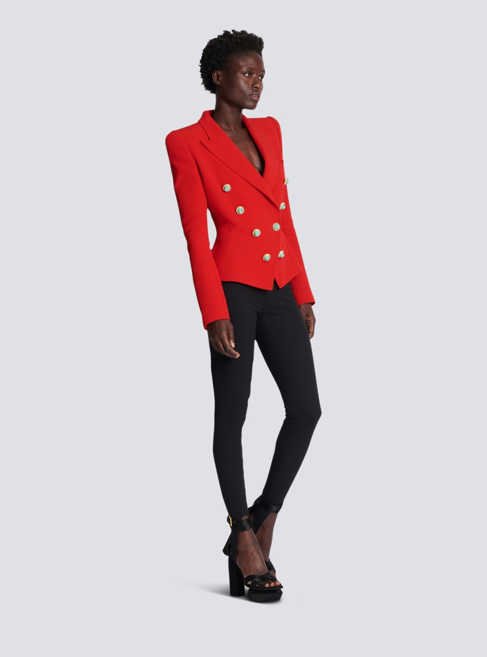 Women's Balmain Slim-fit Crepe Jackets Red | USA QJKhGeOy