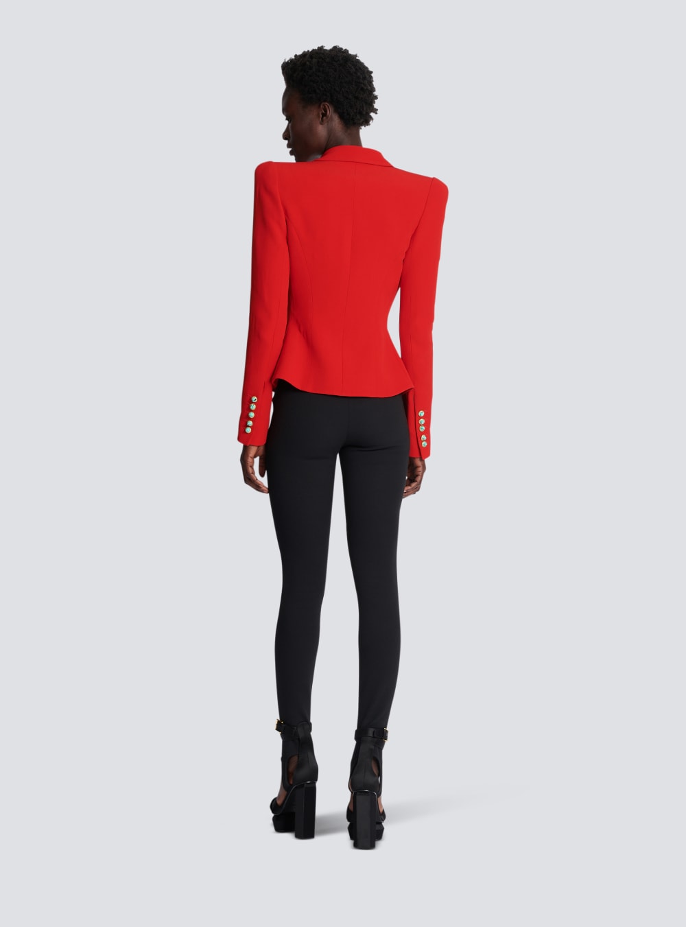 Women's Balmain Slim-fit Crepe Jackets Red | USA QJKhGeOy