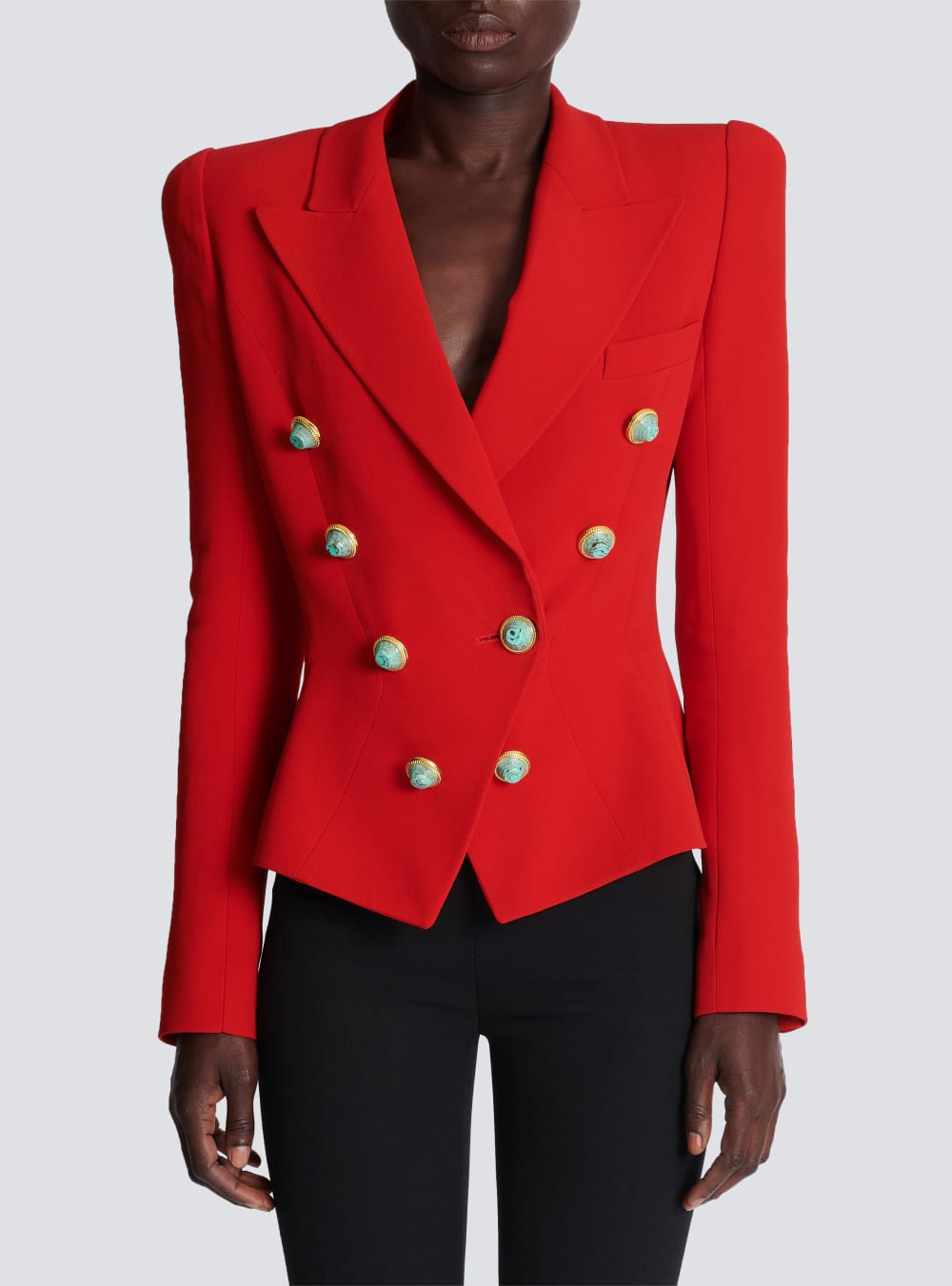 Women's Balmain Slim-fit Crepe Jackets Red | USA QJKhGeOy