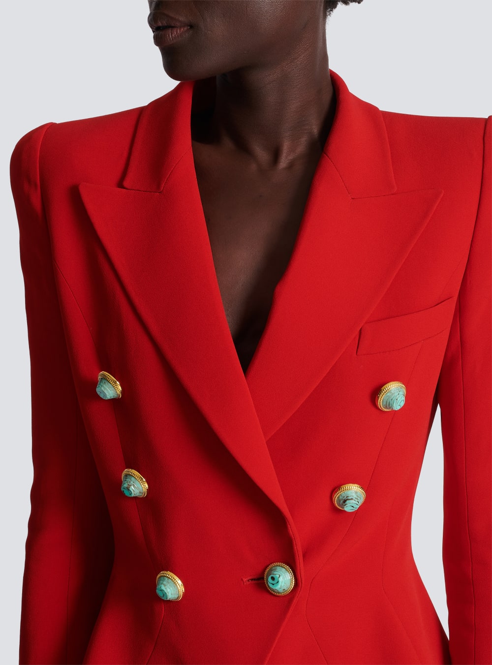 Women's Balmain Slim-fit Crepe Jackets Red | USA QJKhGeOy