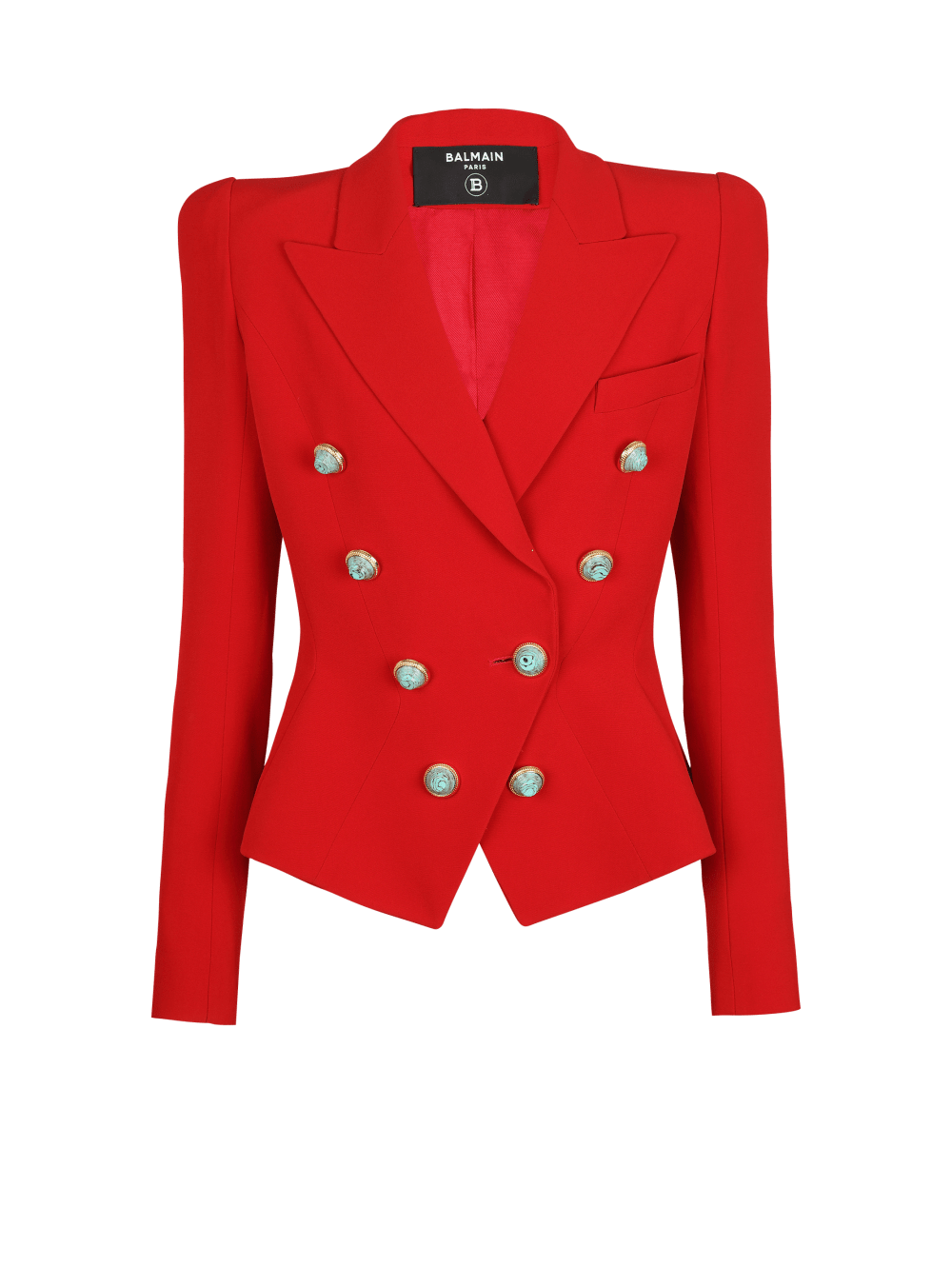 Women\'s Balmain Slim-fit Crepe Jackets Red | USA QJKhGeOy