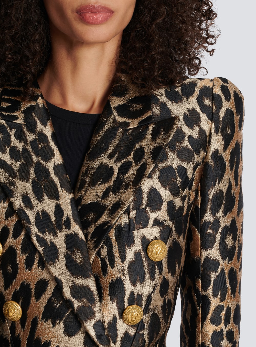 Women's Balmain Slim-fit In Leopard Jacquard Jackets Brown | USA 54ETjqti