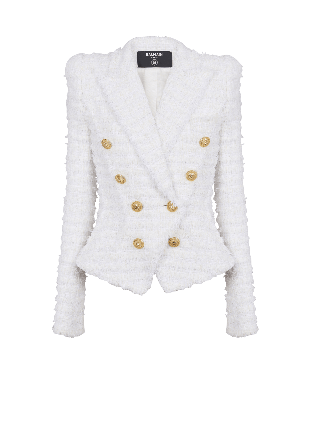 Women\'s Balmain Slim-fit Tweed Jackets White | USA vNzPWs4V