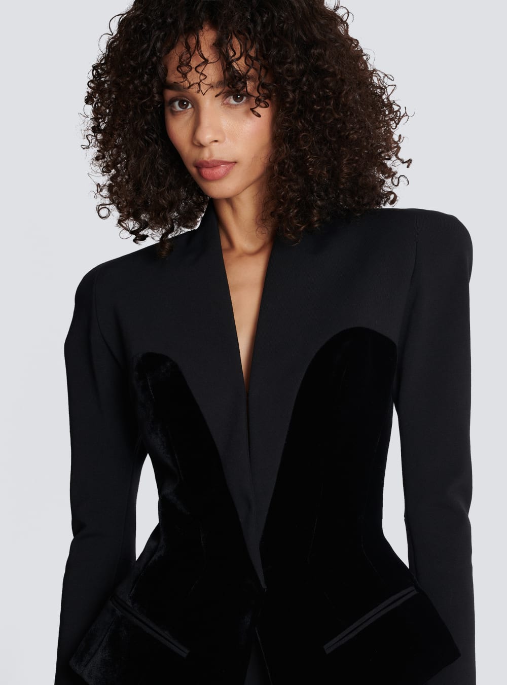 Women's Balmain Slim-fitting Bustier Jackets Black | USA eqvlaA6k