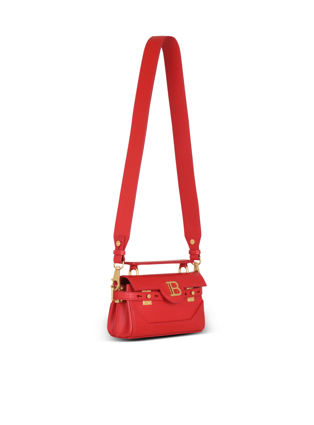 Women's Balmain Smooth Leather B-Buzz 19 Handbag Red | USA 7glLRtbS