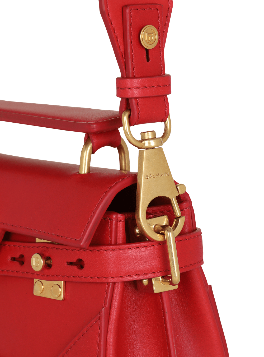 Women's Balmain Smooth Leather B-Buzz 19 Handbag Red | USA 7glLRtbS