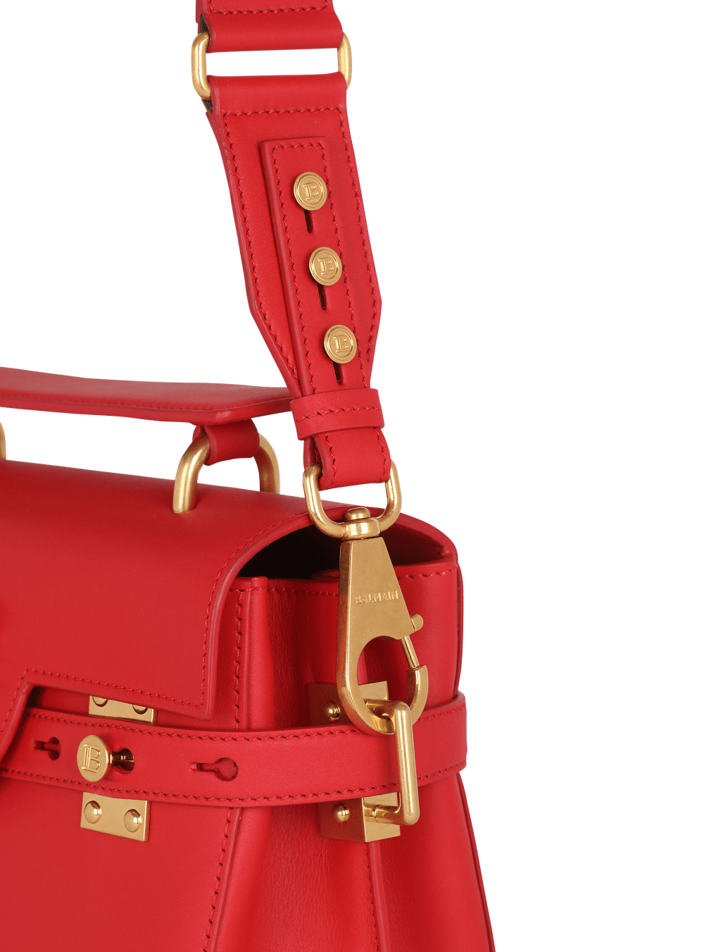 Women's Balmain Smooth Leather B-Buzz 23 Handbag Red | USA NfBH4r3o