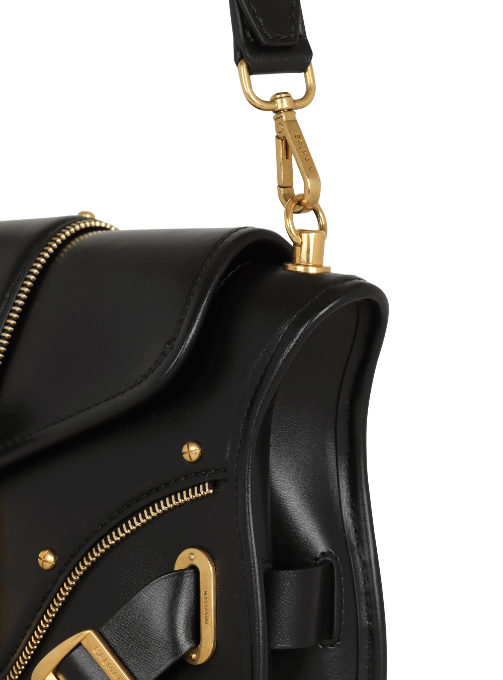 Women's Balmain Smooth Leather Blaze Crossbody Bags Black | USA NoirtCef