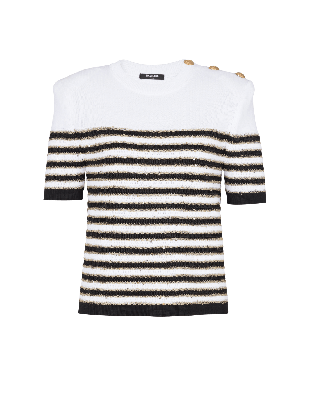 Women\'s Balmain Striped Knit Tops White | USA DL1ZeMLi