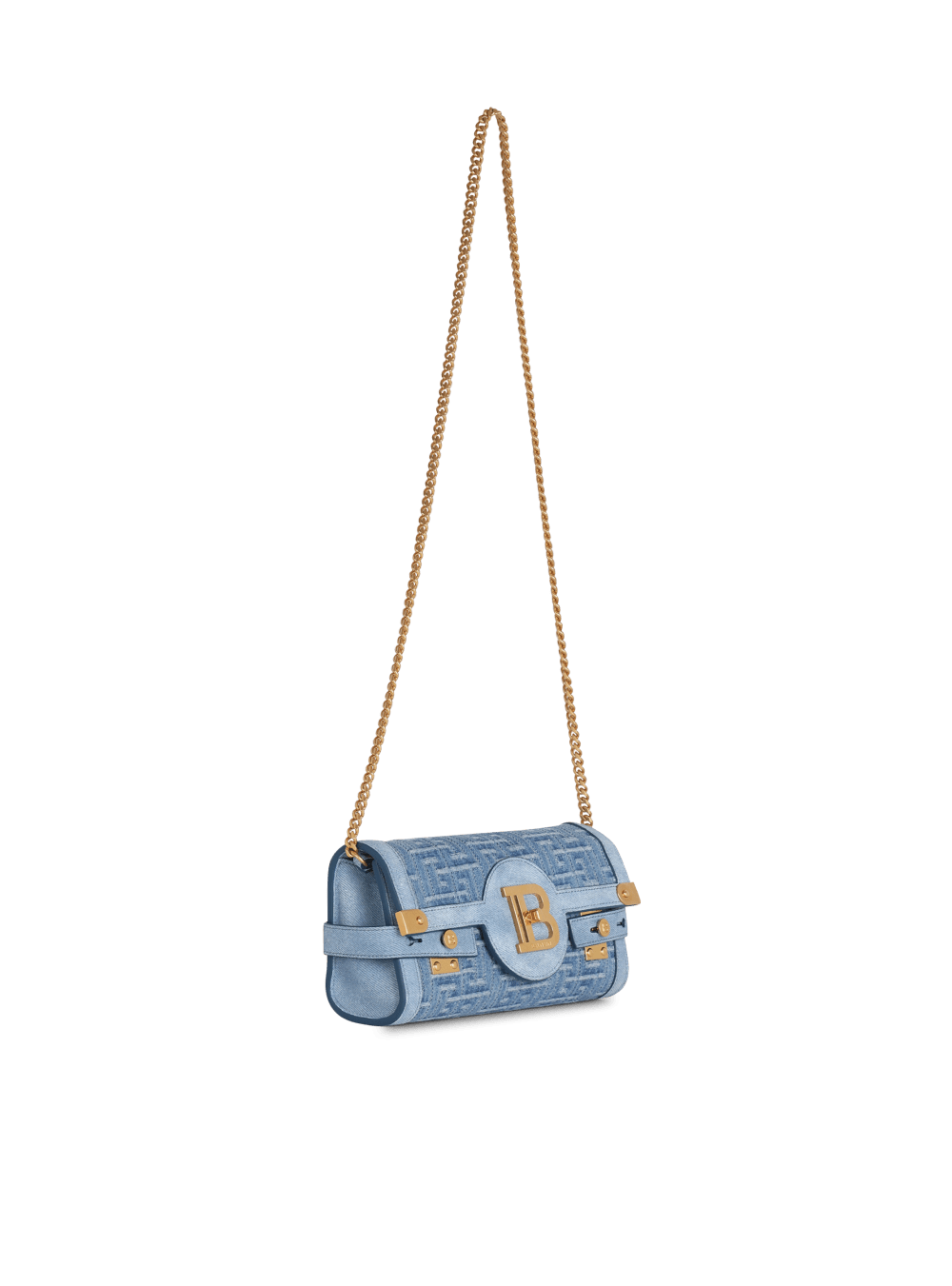 Women's Balmain Suede And Denim B-Buzz 23 Crossbody Bags Blue | USA VE4ey1mS