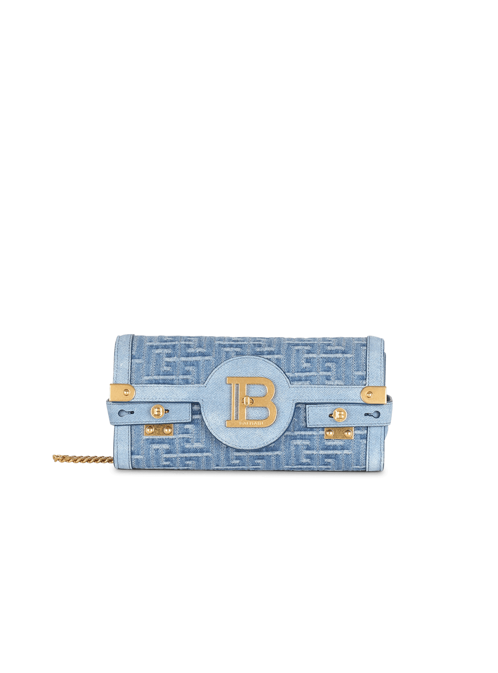 Women's Balmain Suede And Denim B-Buzz 23 Crossbody Bags Blue | USA VE4ey1mS