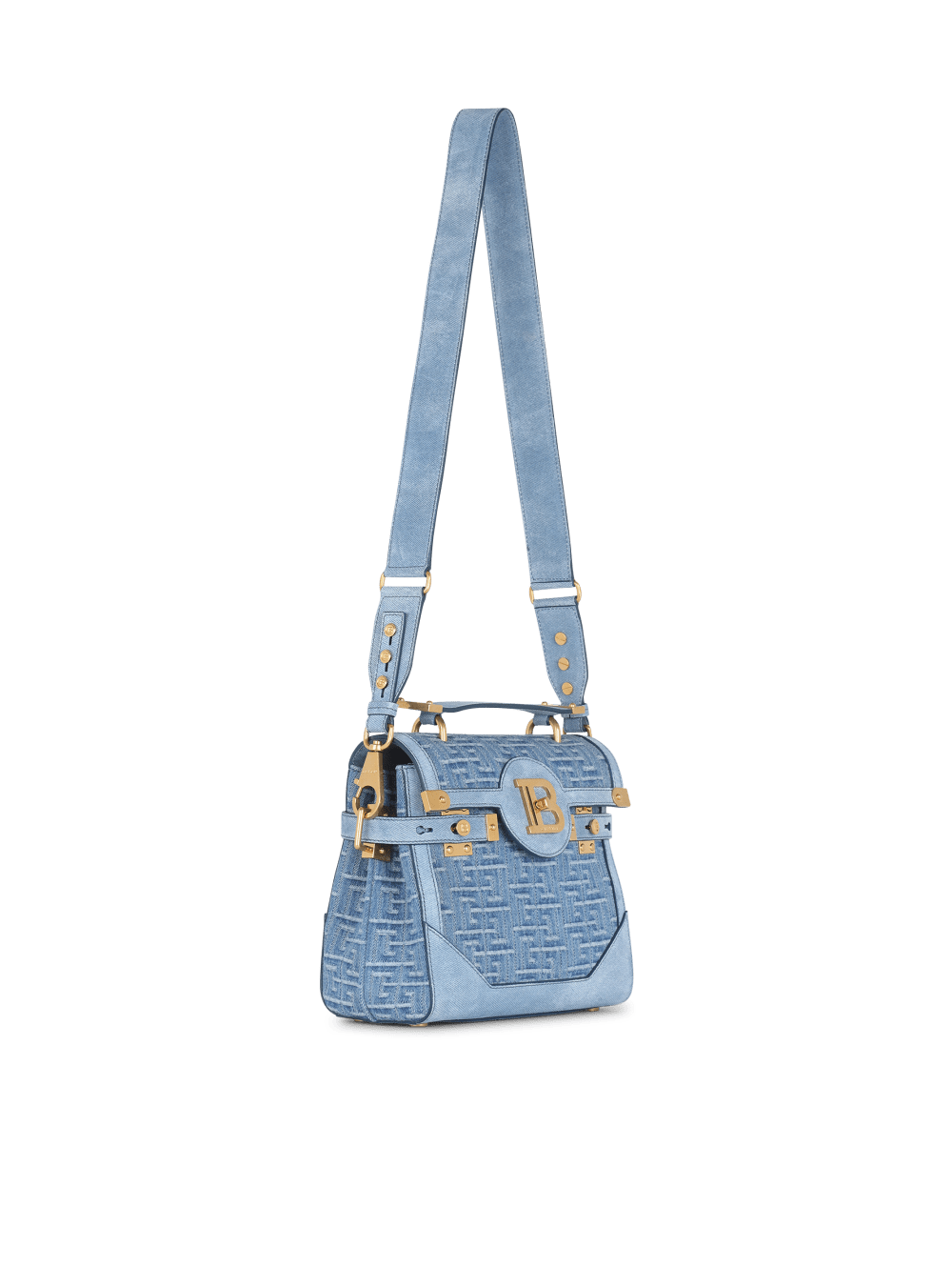 Women's Balmain Suede And Denim B-Buzz 23 Handbag Blue | USA aCm0n0TO