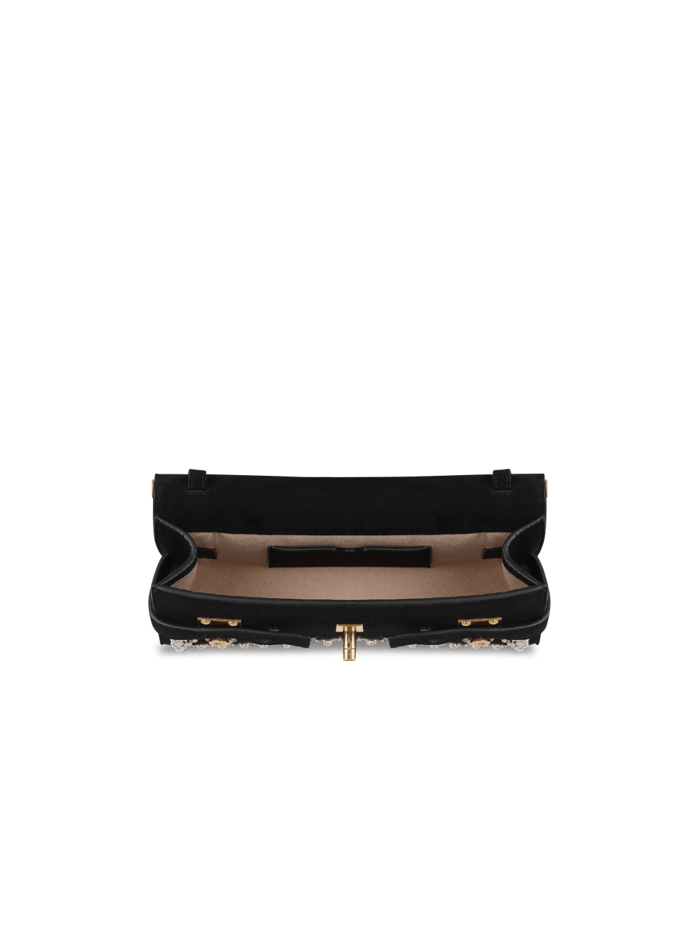 Women's Balmain Suede And Embroidered Pearl B-Buzz 23 Crossbody Bags Black | USA nwAqq6OV