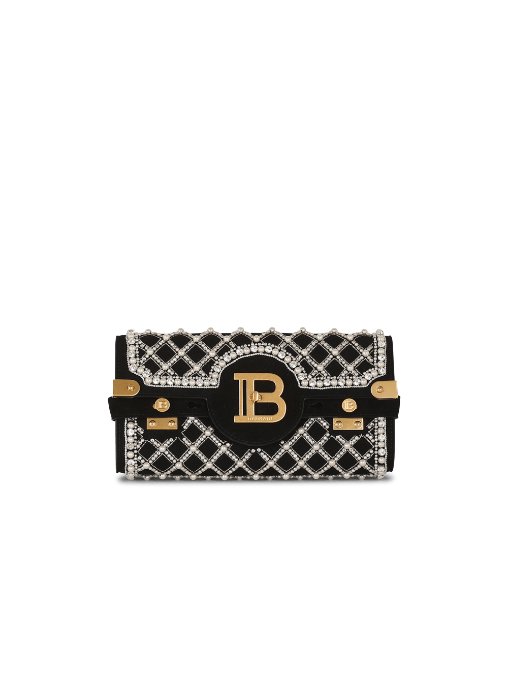 Women\'s Balmain Suede And Embroidered Pearl B-Buzz 23 Crossbody Bags Black | USA nwAqq6OV