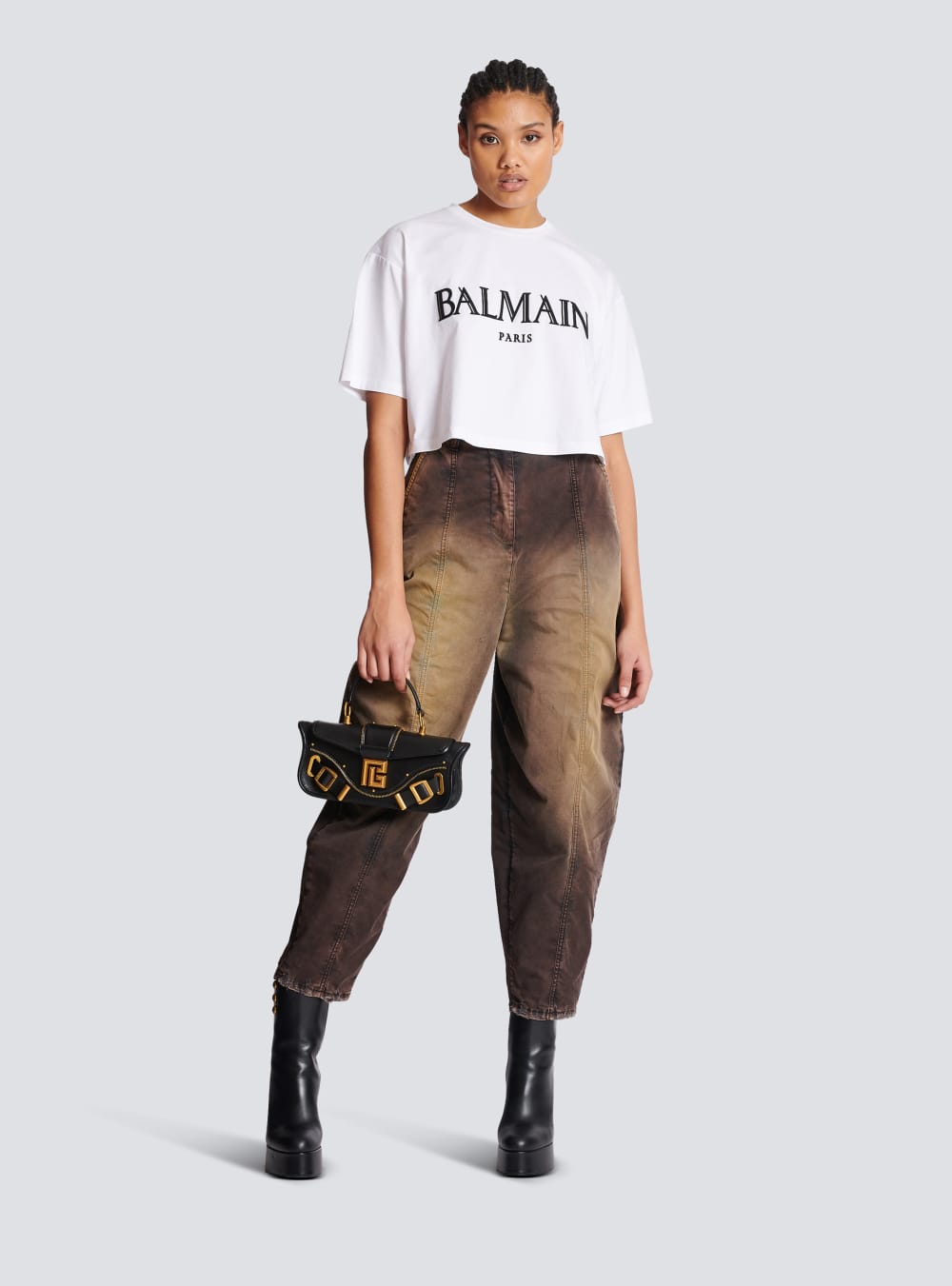 Women's Balmain Tie-dye Baggy Denim Jeans Brown | USA Rqa9g3wa