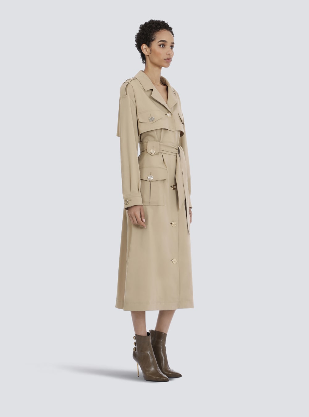 Women's Balmain Trench Jackets Beige | USA 2JF6mIJ4