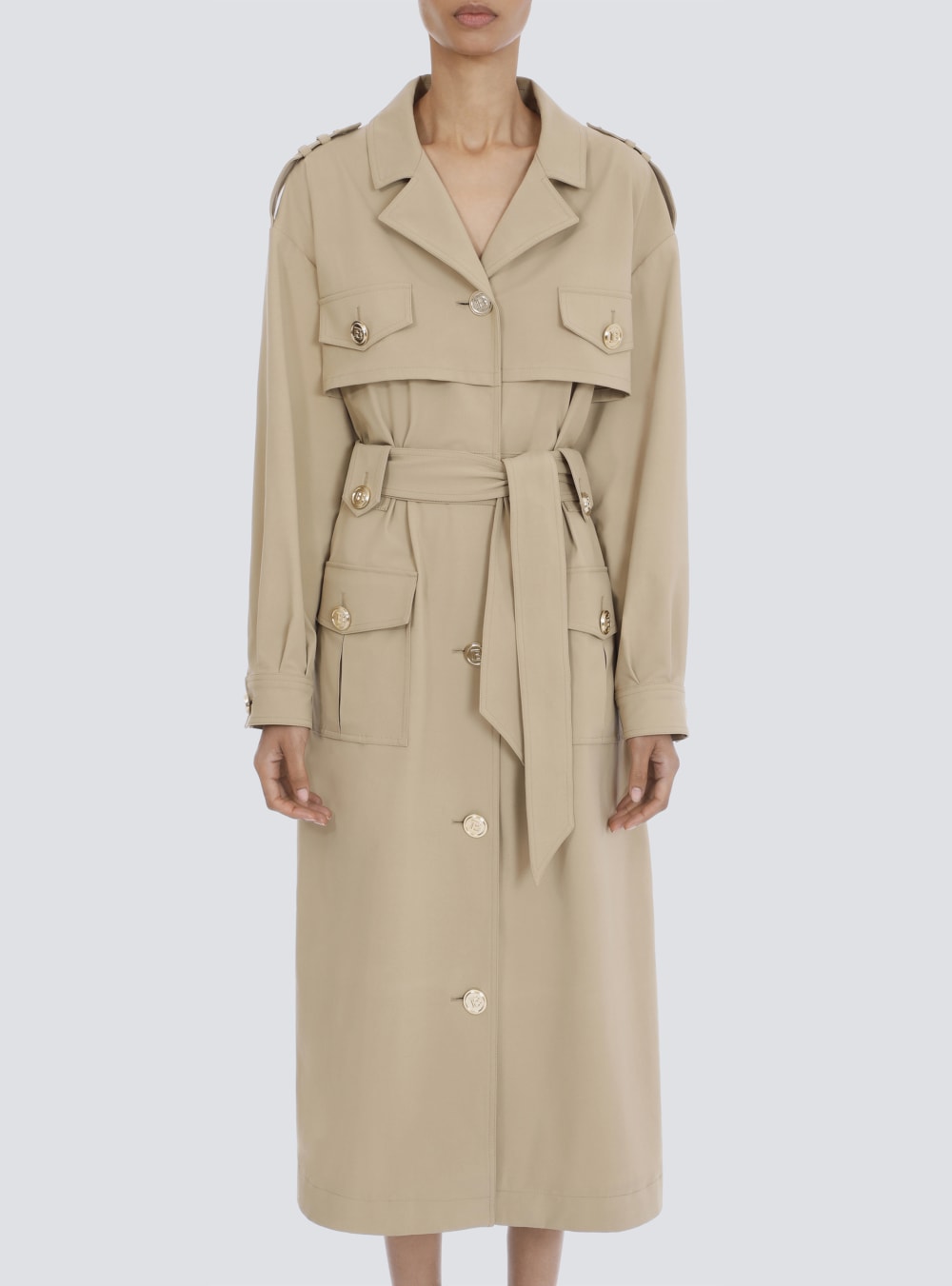 Women's Balmain Trench Jackets Beige | USA 2JF6mIJ4