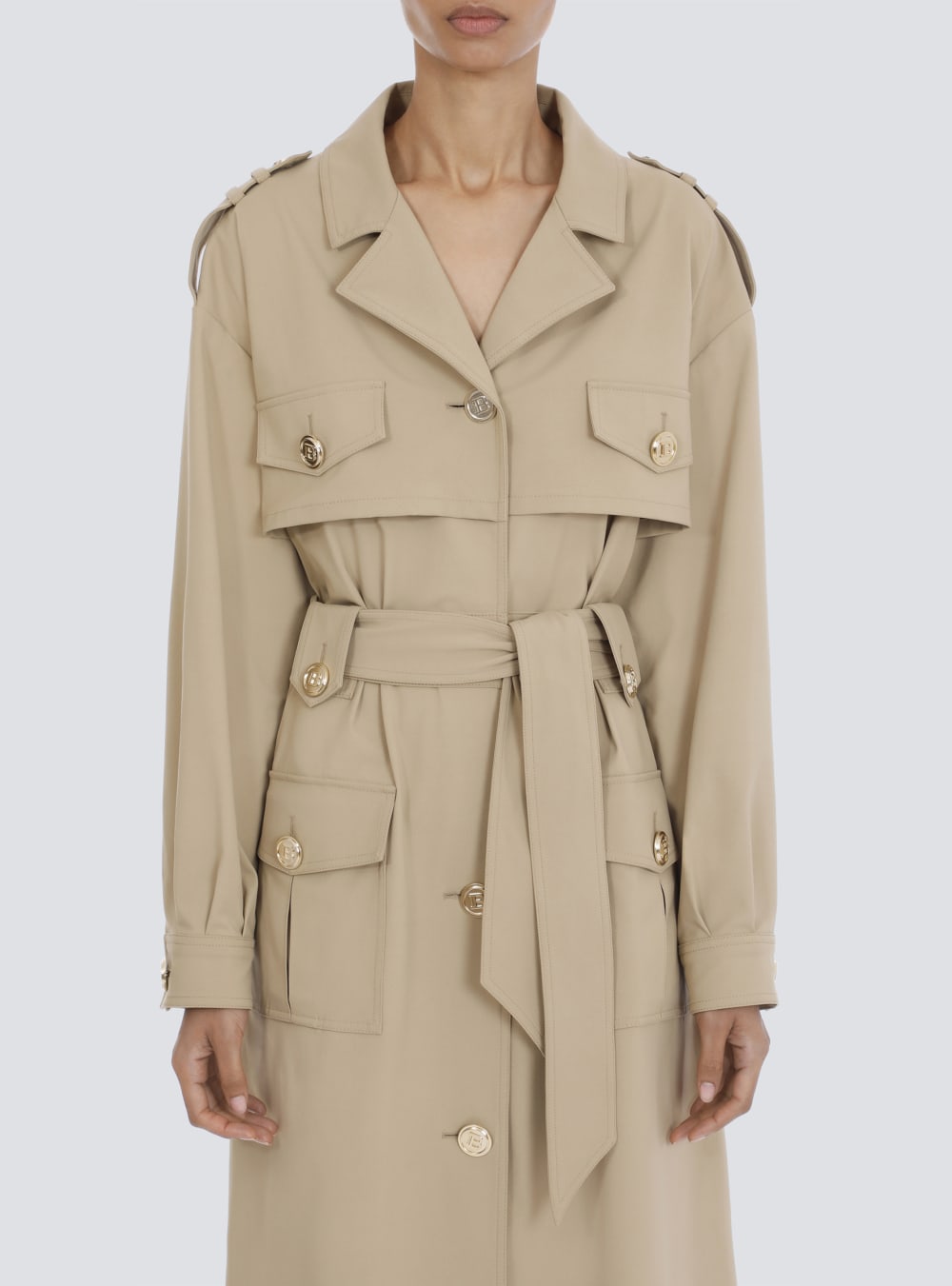 Women's Balmain Trench Jackets Beige | USA 2JF6mIJ4