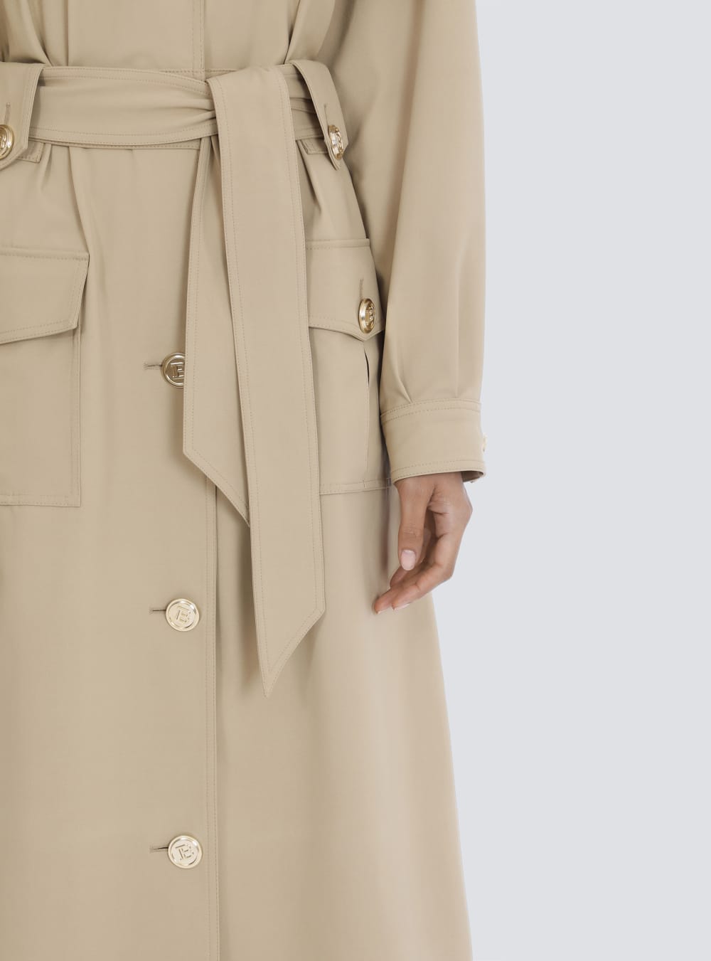 Women's Balmain Trench Jackets Beige | USA 2JF6mIJ4