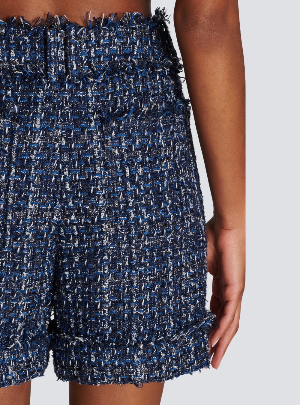 Women's Balmain Tweed High-waisted Shorts Navy | USA Mx98dRIu