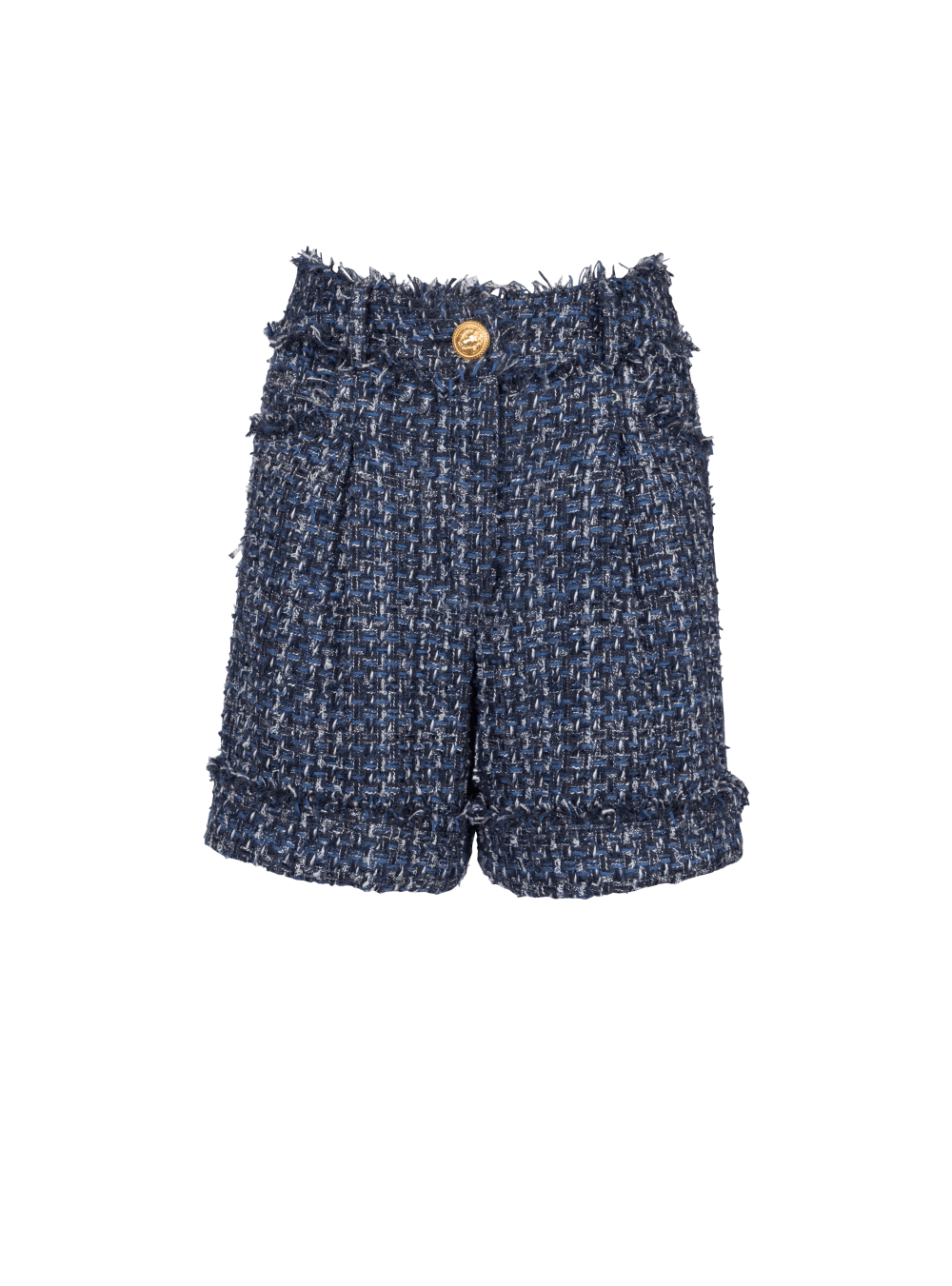 Women\'s Balmain Tweed High-waisted Shorts Navy | USA Mx98dRIu