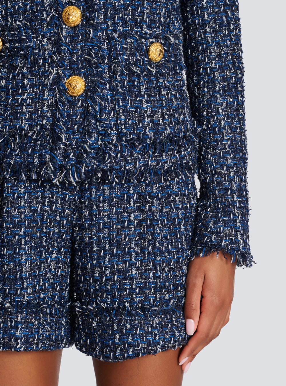 Women's Balmain Tweed Jackets Navy | USA TIZRR4m7