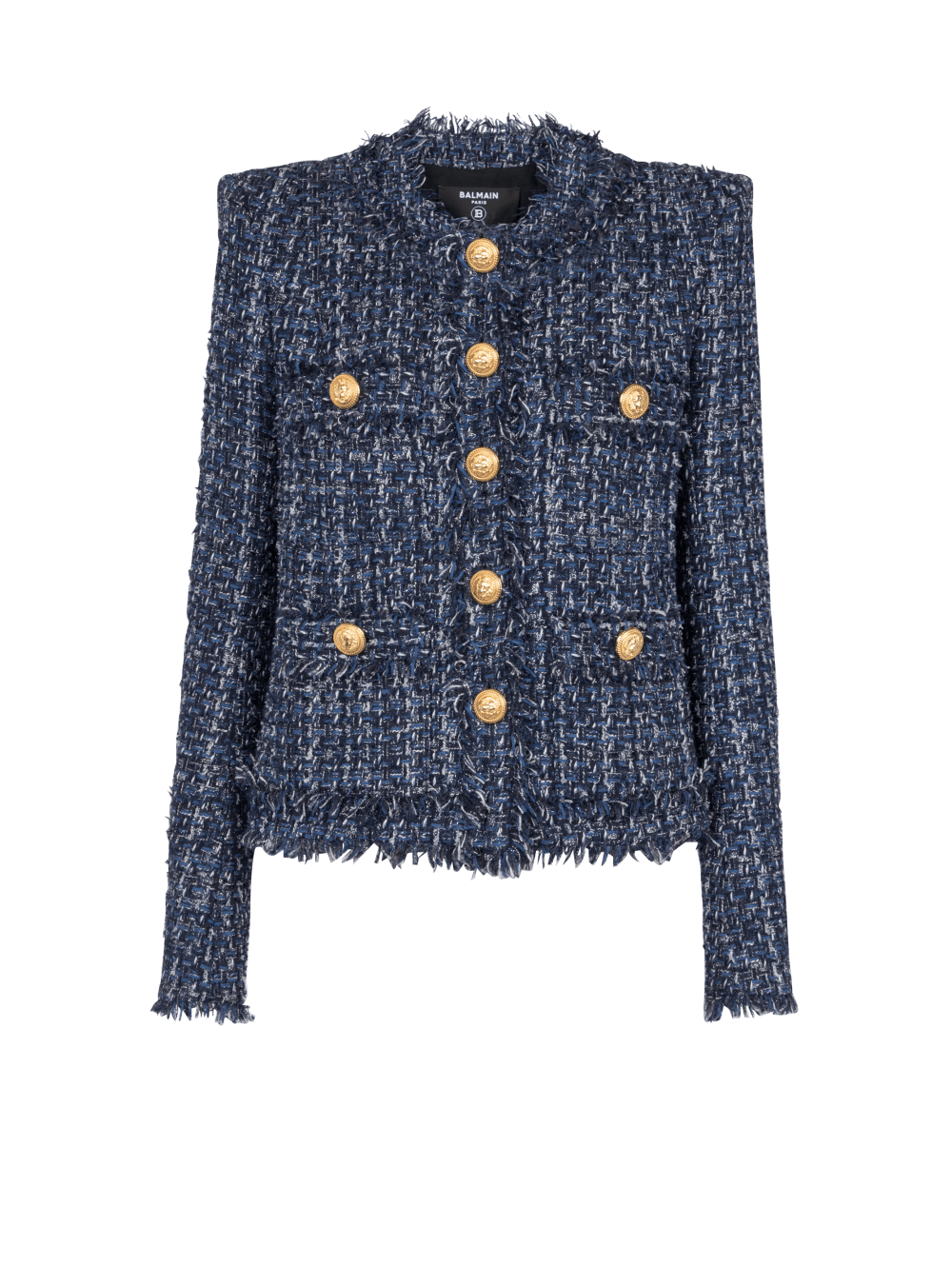 Women\'s Balmain Tweed Jackets Navy | USA TIZRR4m7