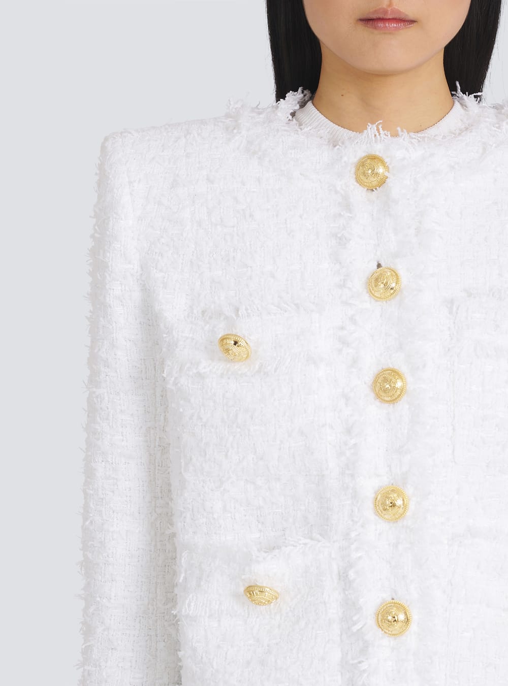 Women's Balmain Tweed Jackets White | USA fBXIWpe5