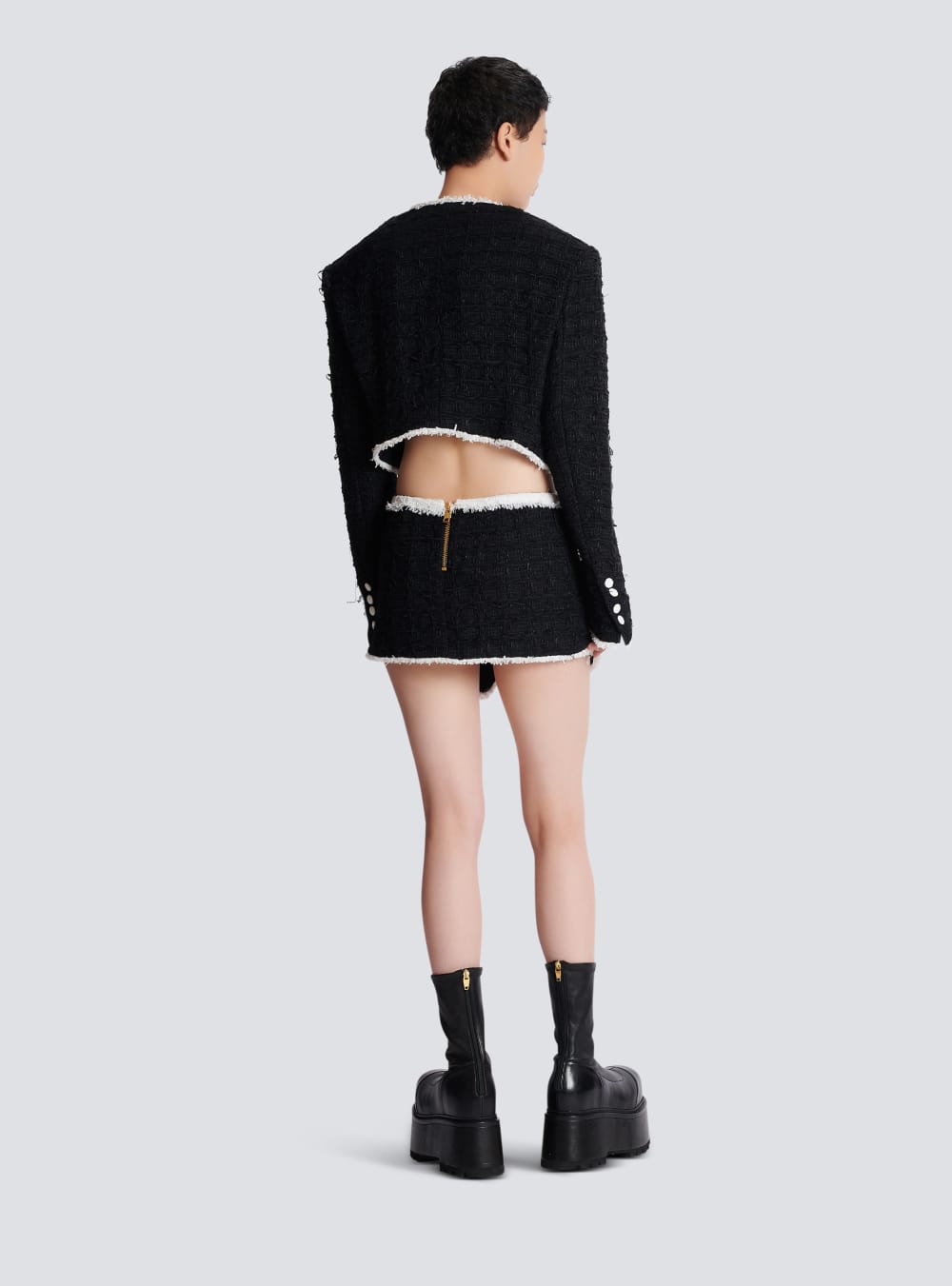 Women's Balmain Tweed Mini-skirt Skirts Black | USA 504qhsmc