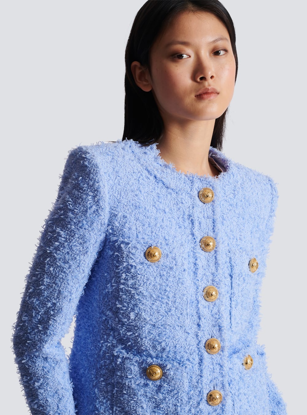 Women's Balmain Tweed Suit Jackets Blue | USA TXc6anab