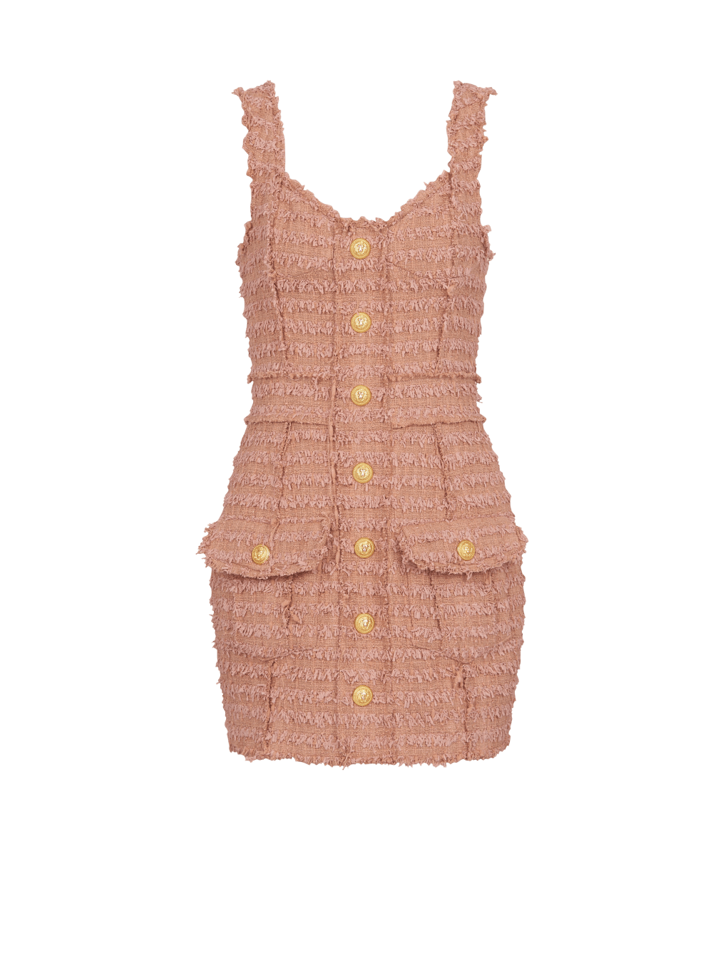 Women\'s Balmain Tweed With Straps Dress Beige | USA OgKROyM0