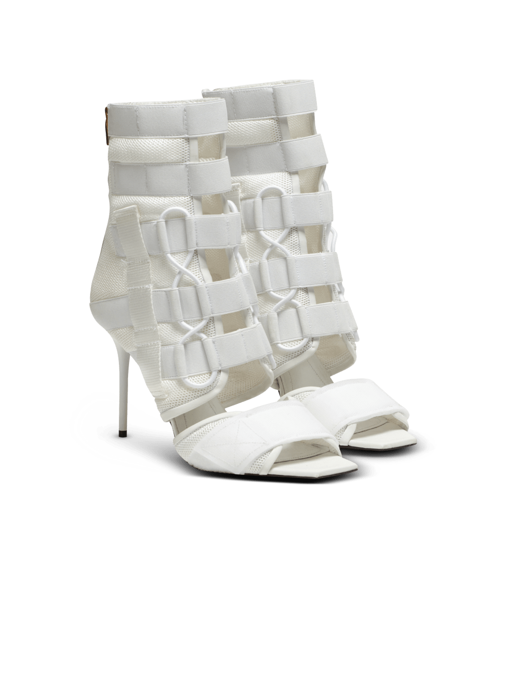 Women's Balmain Uma In Velcro And Mesh Sandals White | USA RYK0bp5B