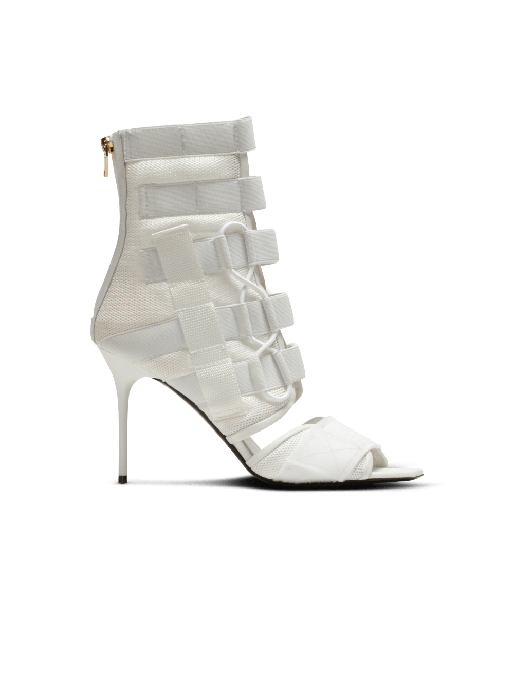 Women\'s Balmain Uma In Velcro And Mesh Sandals White | USA RYK0bp5B