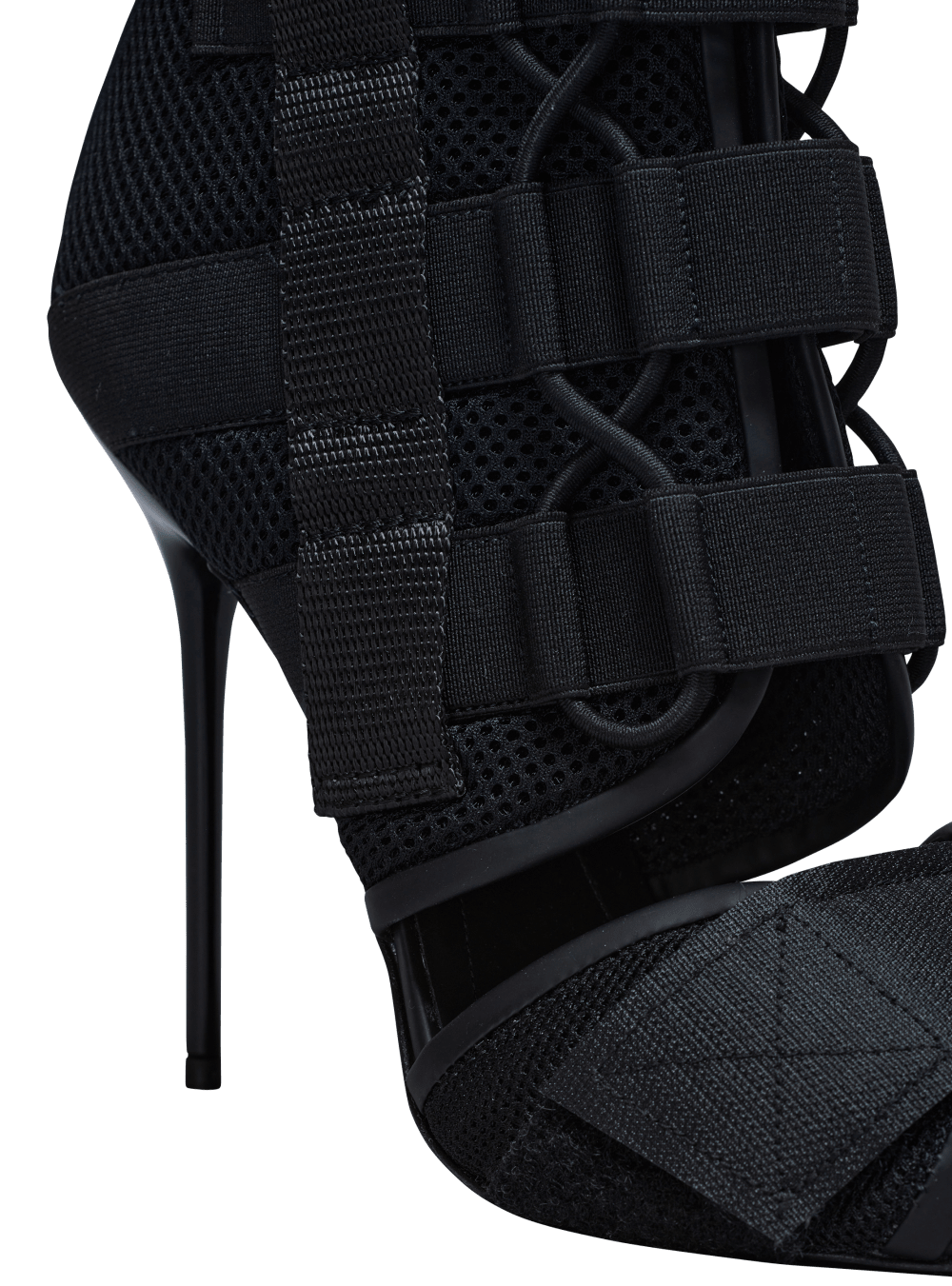 Women's Balmain Uma In Velcro And Mesh Sandals Black | USA RZyZwQp8